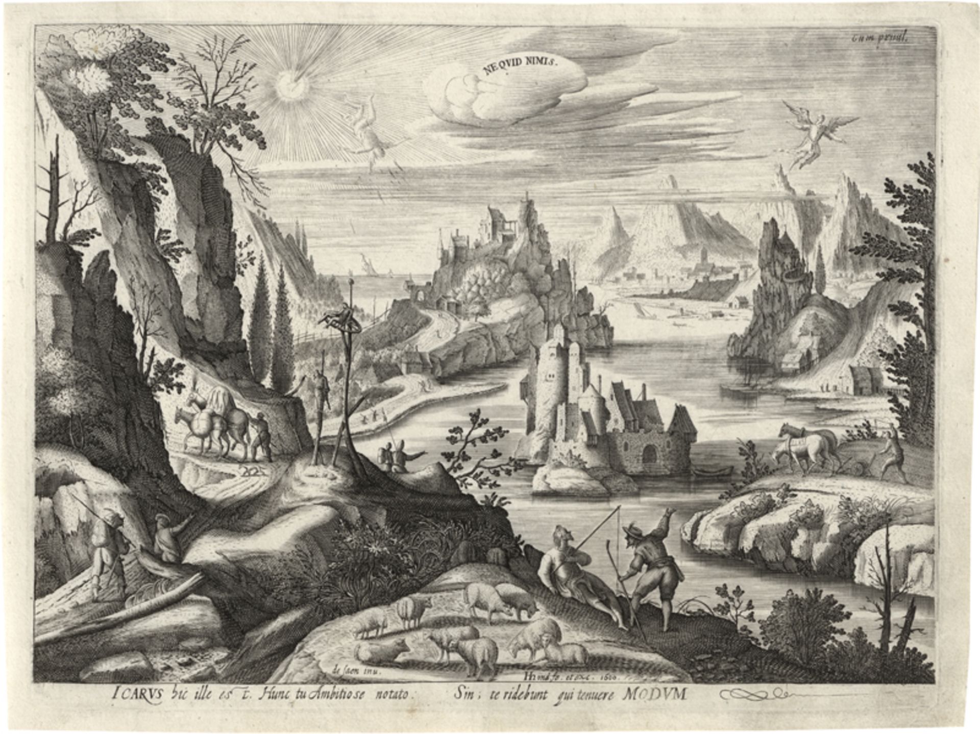 Hondius, Hendrick: Landschaft mit dem Sturz des Ikarus