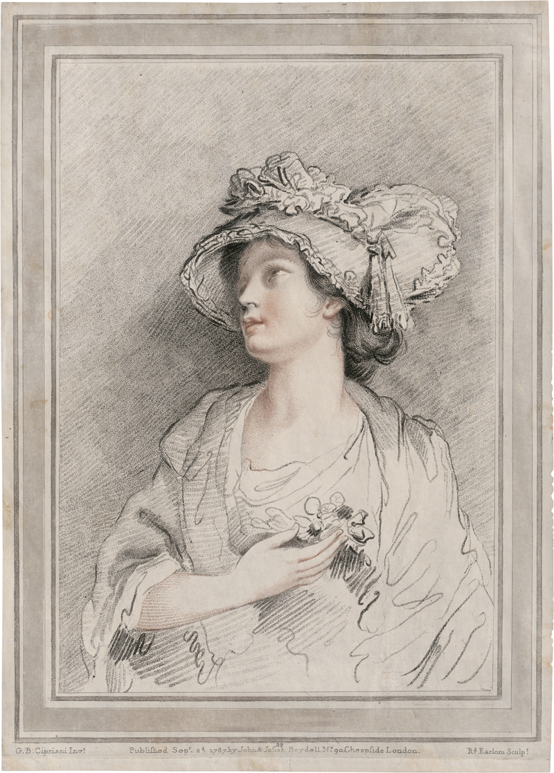 Earlom, Richard: Bildnis einer jungen Dame mit elegantem Bonnet