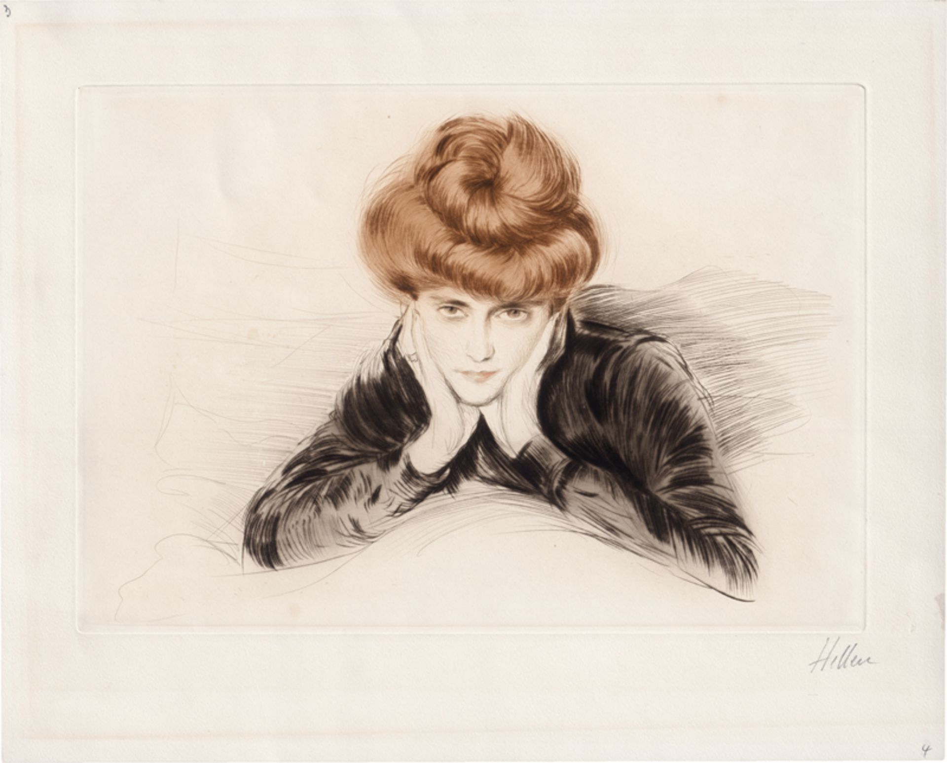 Helleu, Paul César: Le visage encadré (Madame Helleu)