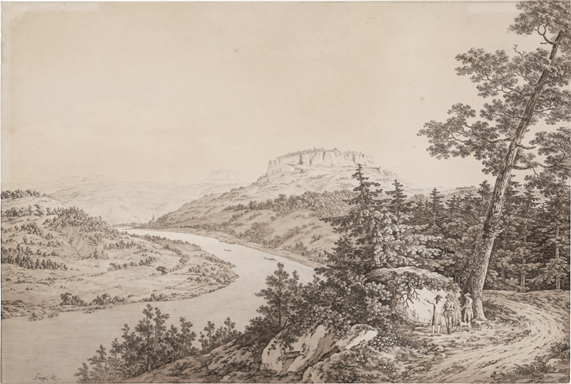 Zingg, Adrian: Blick auf Königstein von der Seite Elbe genommen