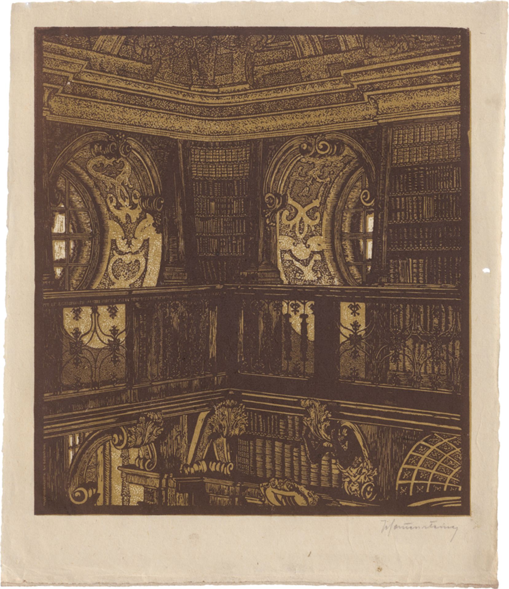 Blauensteiner, Leopold: Blick in das Obergeschoss der Bibliothek in Stift Melk