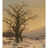 Carmiencke, Johann Hermann: Winterlandschaft mit Eiche und drei Reitern am Ufer der ...