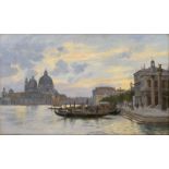 Fischer, August: "Solnedgang Venedig": Blick auf den Canal Grande mit San...