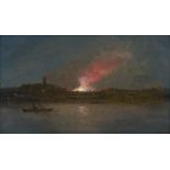 Koerner, Ernst Carl Eugen: Nacht am Bosporus mit Feuer über einer Stadt (Istanbul?)