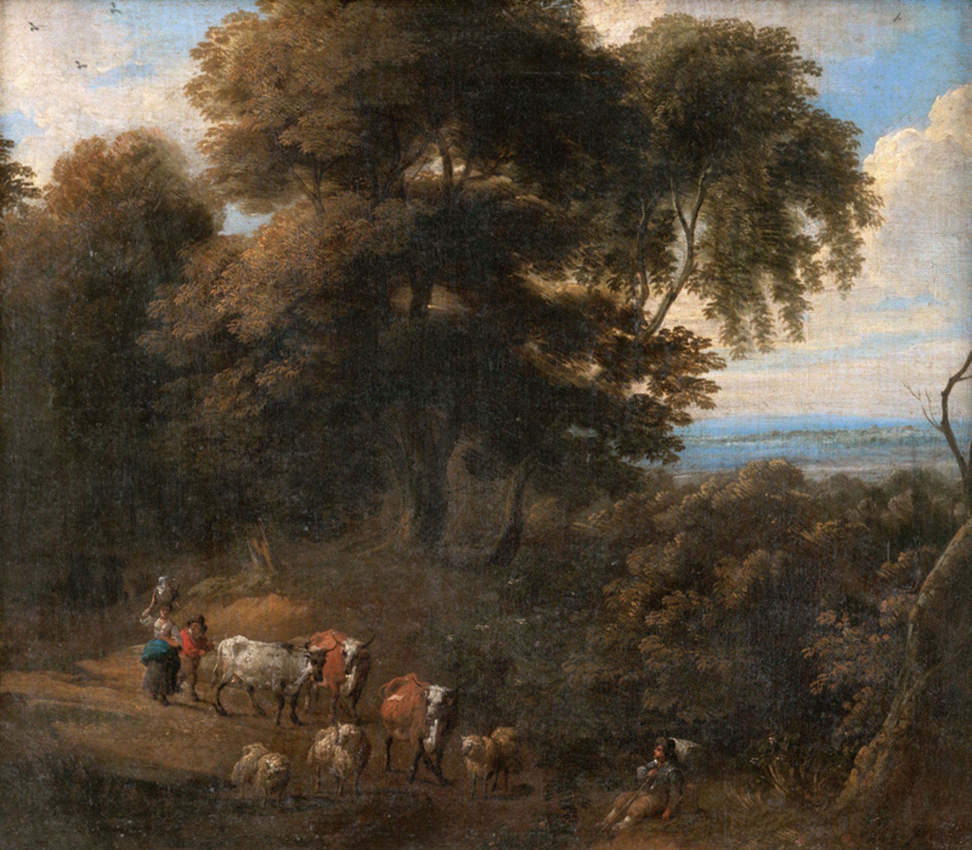 Arthois, Jacques d': Waldlandschaft mit Viehhirtin und ihrer Herde