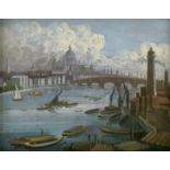 Englisch: um 1800. London: Blick auf die Blackfriars Bridge und St...