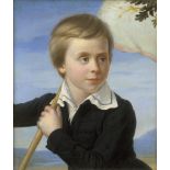 Französisch: Um 1810. Porträt eines Knaben mit einer Fahne mit Adler ...