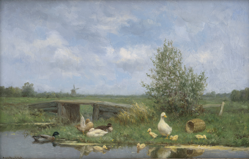 Artz, Constantin: Weite holländische Landschaft mit Entenfamilie