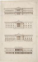 Französisch: um 1800. Vier Projektierungen für die Fassade des Louvre