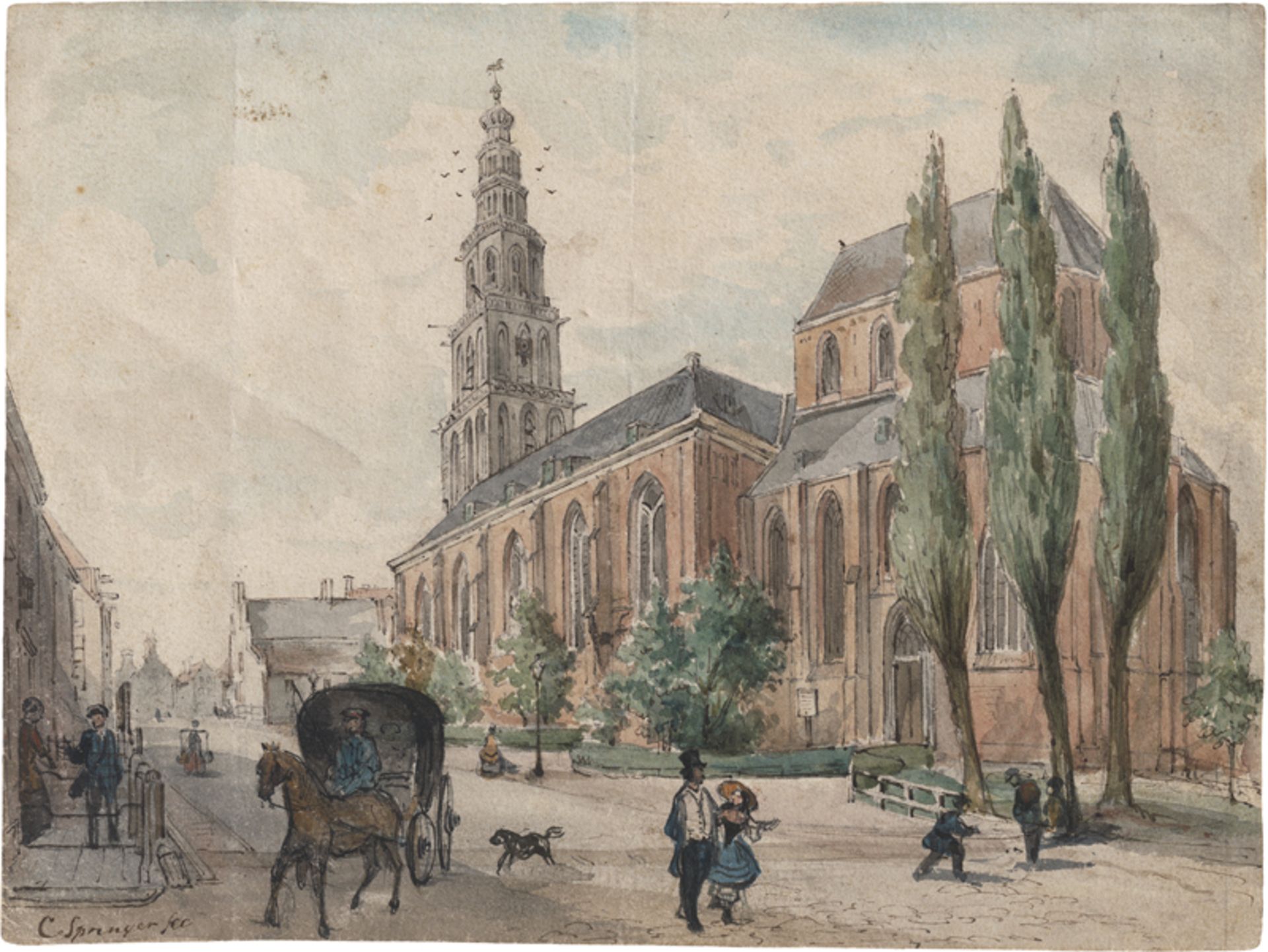 Springer, Cornelis: Blick auf die Martinikerk in Groningen