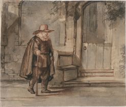 Maes, Nicolaes - zugeschrieben: Edelmann mit Hut und Stock nach rechts gehend