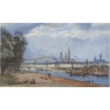 Englisch oder Französisch: um 1850. Blick auf Rouen mit der Kathedrale und der Kirc...