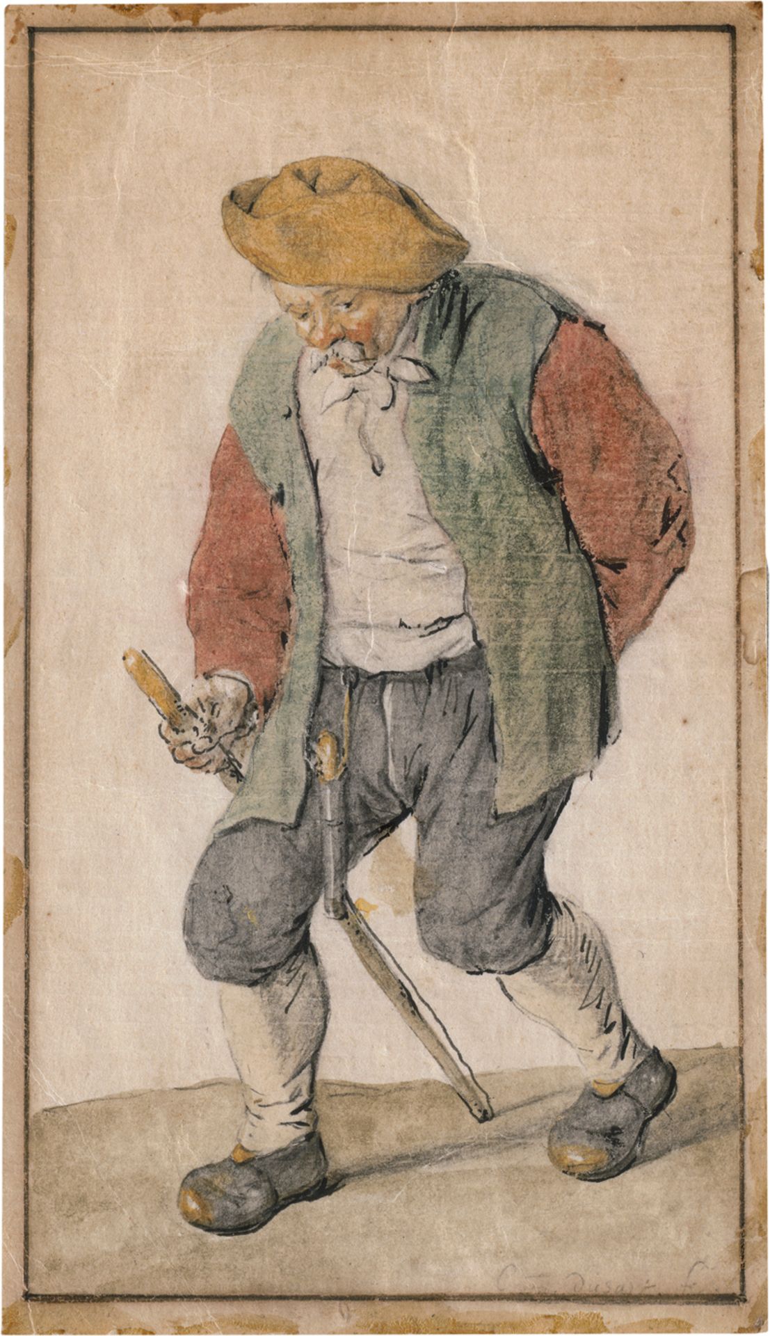 Dusart, Cornelis: Schreitender Bauer mit Stock