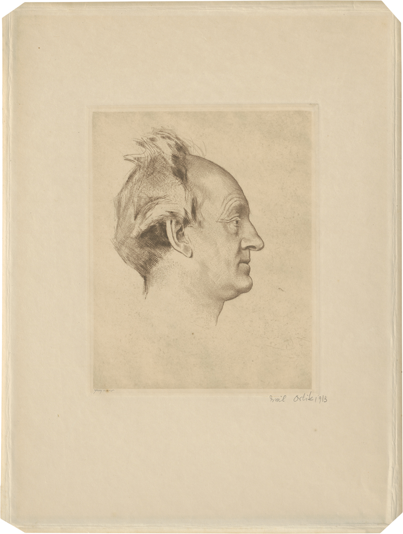 Orlik, Emil: Portrait Gerhart Hauptmann (Kopf im Profil nach rechts)