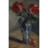 Blumer, Lucien Charles: Rosen in blauer Vase