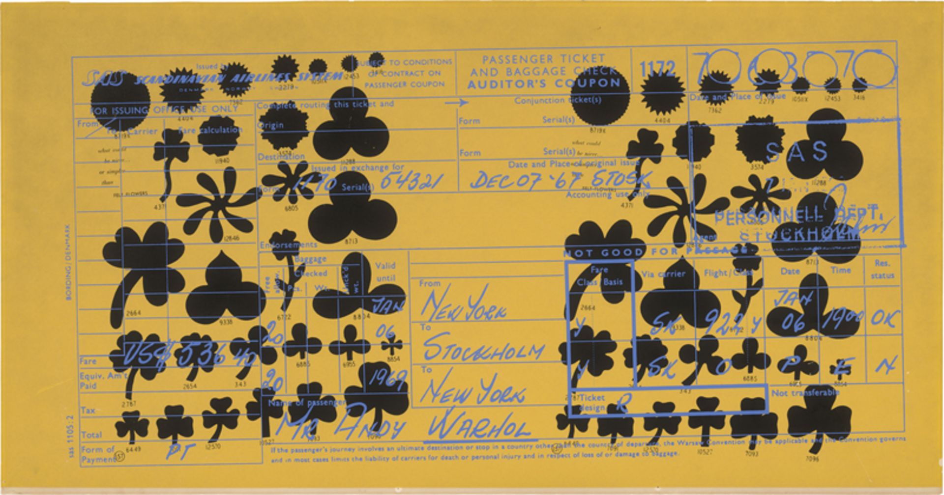 Warhol, Andy: SAS Passenger Ticket