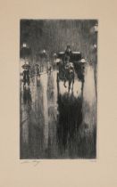 Ury, Lesser: Pferdedroschke im Regenwetter