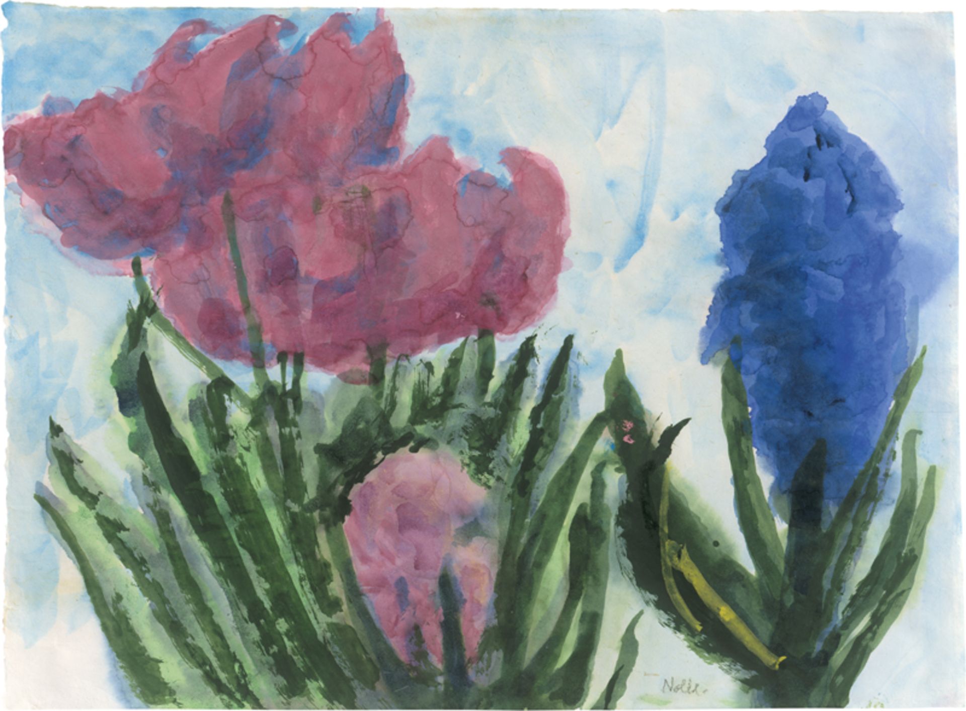 Nolde, Emil: Rote Blüten und eine blaue Hyazinthe