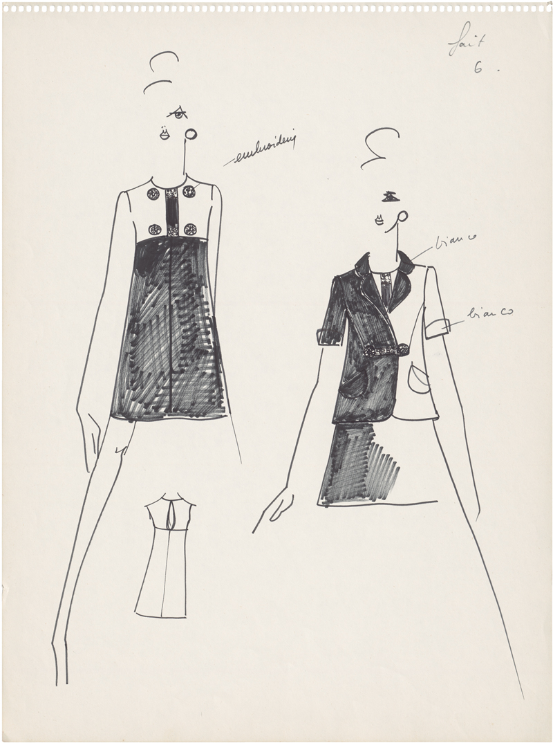 Lagerfeld, Karl: Modezeichnung (Kurze Kleider)