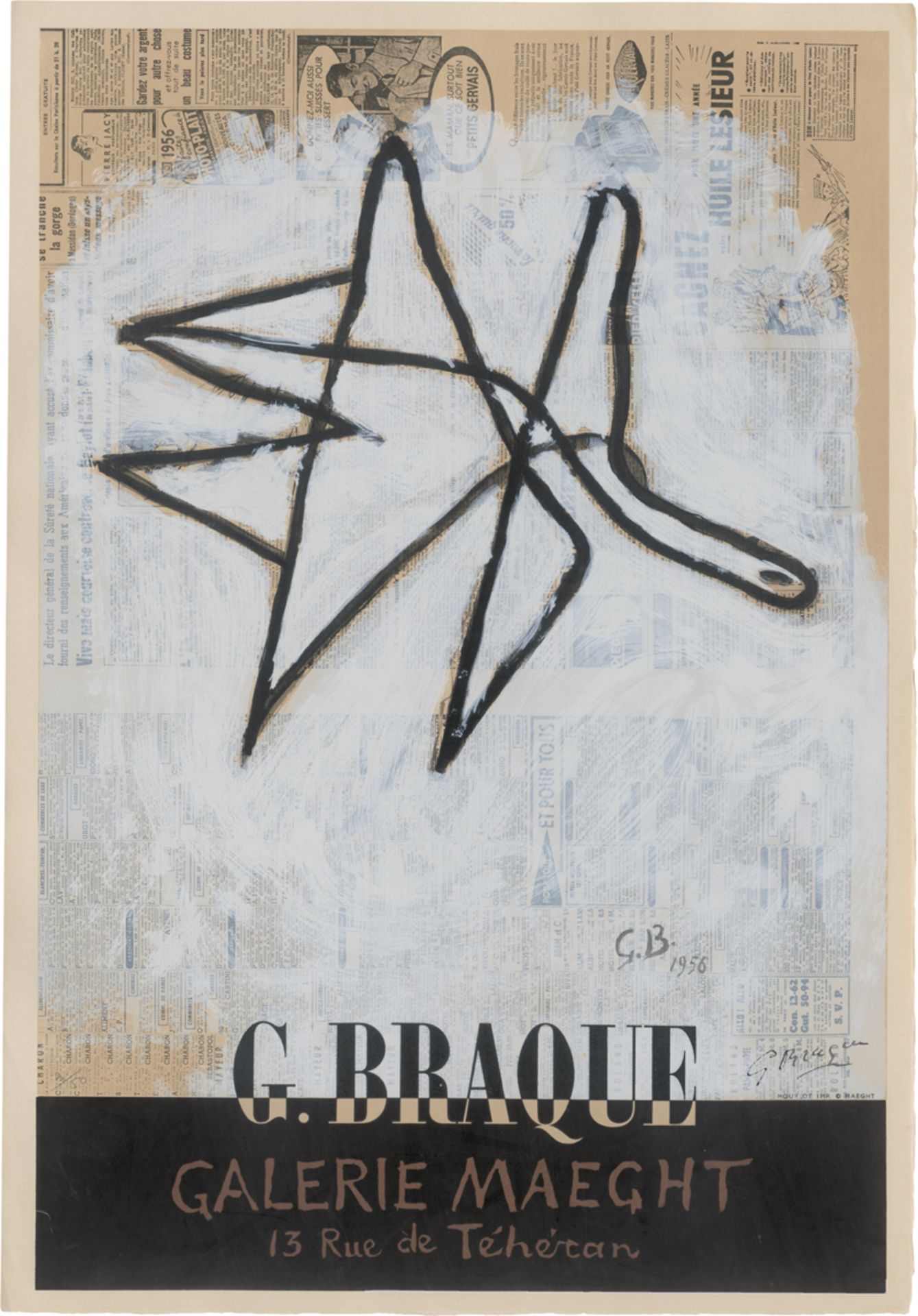 Braque, Georges: Plakat Galerie Maeght (Oiseau au fond journal)