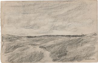 Liebermann, Max: Freies Feld (Dünenlandschaft mit Dorfsilhouette)