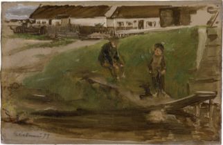 Liebermann, Max: Dorfteich in Etzenhausen - Studie