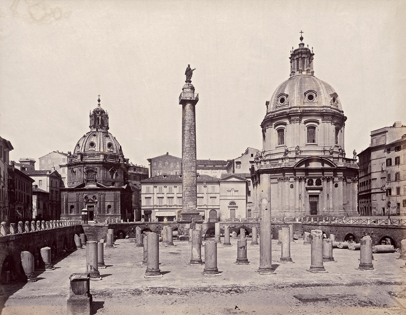 Rome: View of the Capitol from the Forum Romanum; Trajan's For...