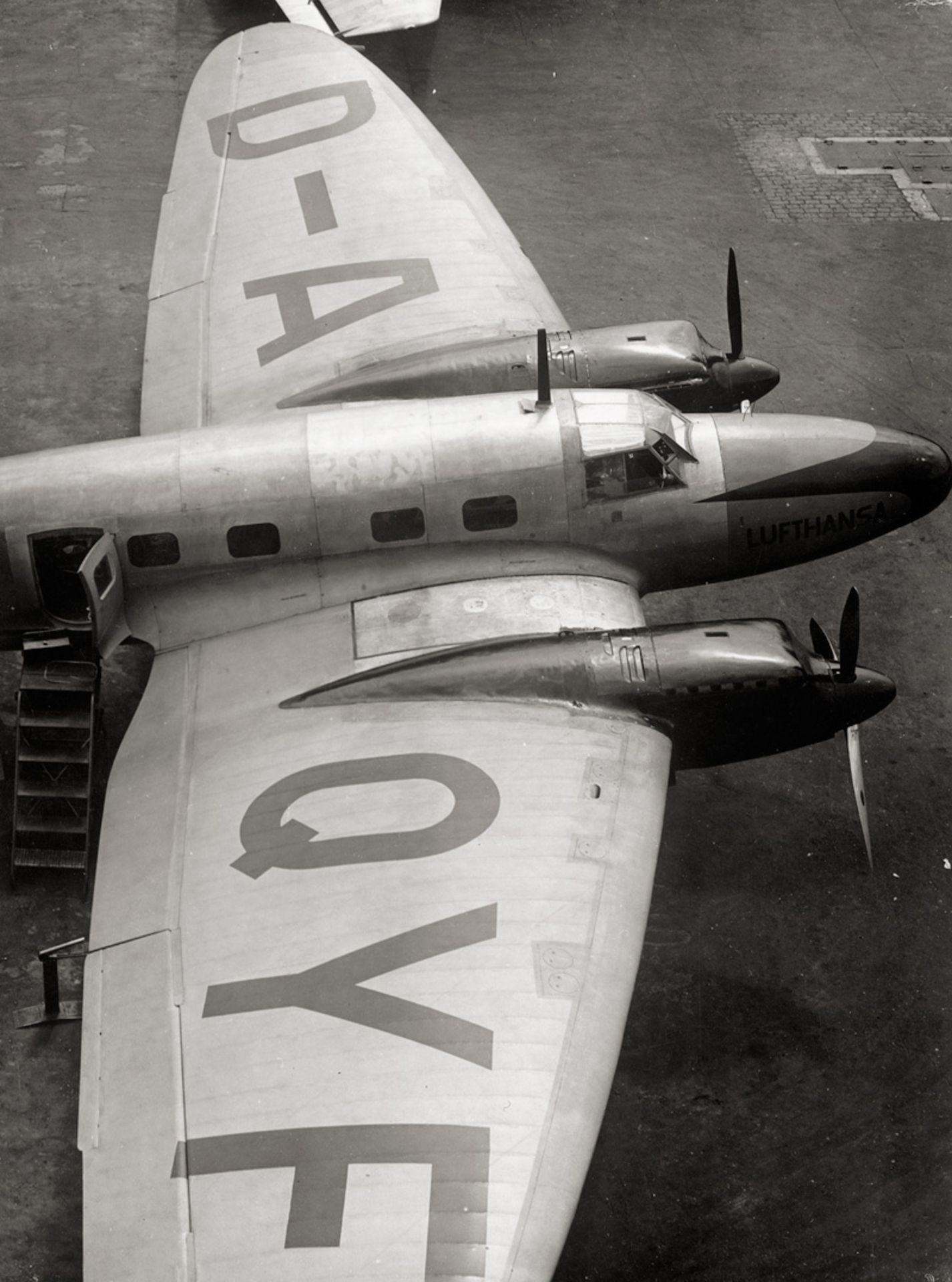 Stöcker, Alex: Heinkel He 111 plane and Fokker plane at Tempelhof airpo...