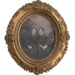 Unknown Photographer: Double studio portrait of two girls