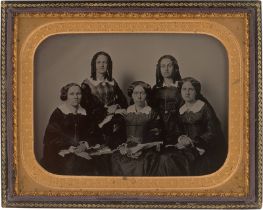 Ambrotype: Group portrait of five young women