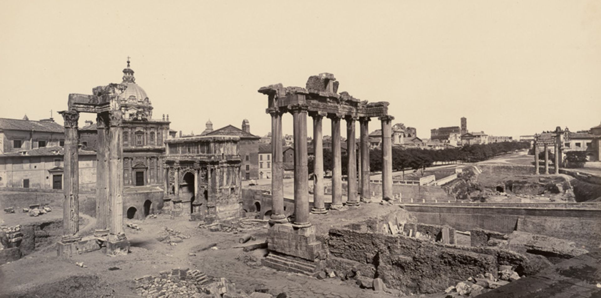 Anderson, James: Panoramic view of the Forum Romanum with St. Peter's Bas...