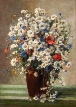 Schulz (20th century) Wildflowers Oil on canvas 93 x 66cm Signed lower right