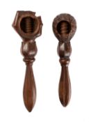 Two Victorian carved walnut nutcrackers,