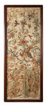 A set of three Chinese silk panels,