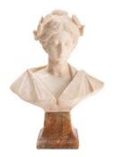 A North Italian sculpted alabaster bust of a maiden, circa 1900,