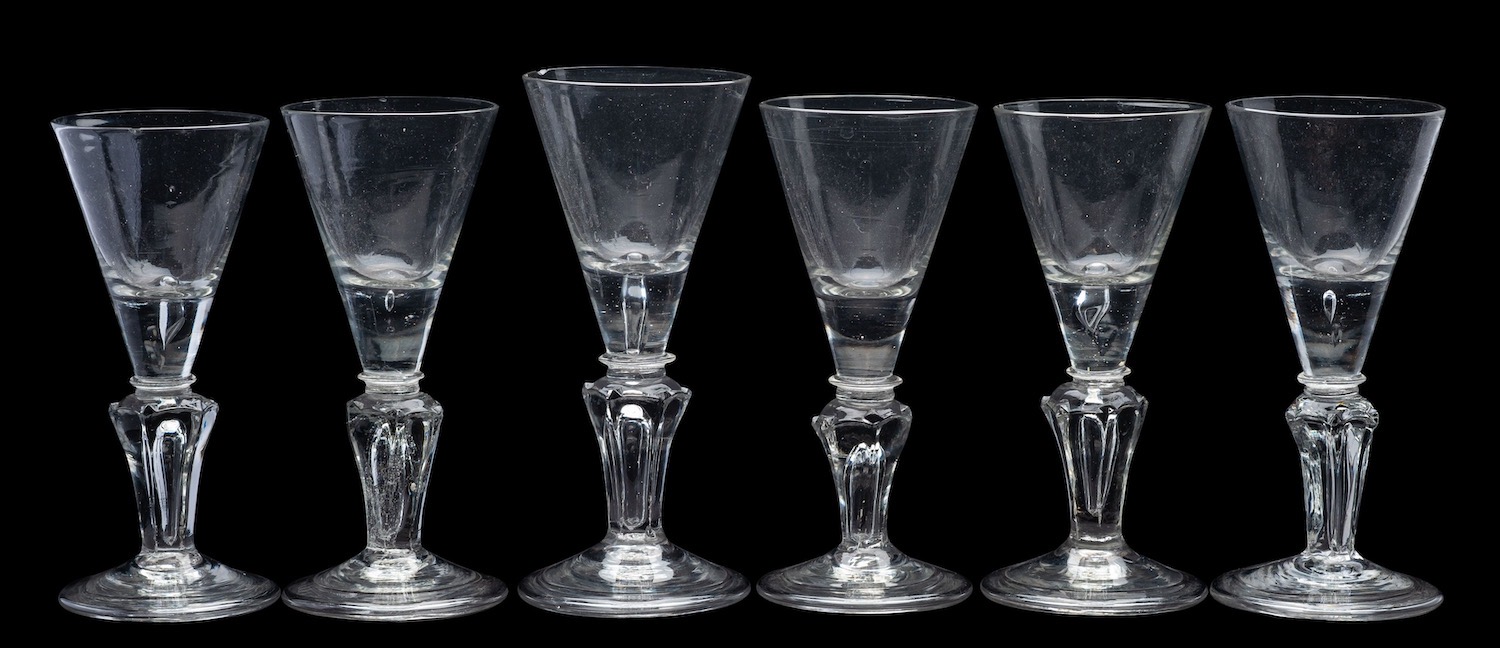A matched set of six wine glasses in 18th century style, - Image 2 of 2