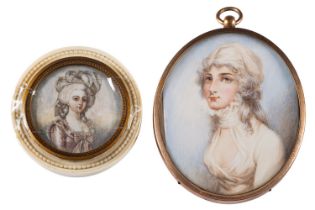 Attributed to Nathaniel Plimer (British, 1757-1822) A miniature portrait of a lady,