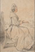 Edward Edwards (British, 1738-1806) A lady playing the harpsichord Pencil and coloured crayon 20.