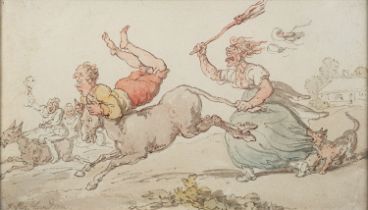 Thomas Rowlandson (British, 1756-1827) The Donkey Derby Pen, ink and watercolour 13.