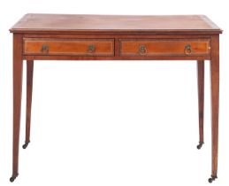 A mahogany and crossbanded side table in George III style,