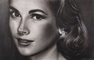 Neil Williams (20th/ 21st Century) Grace Kelly Mixed Media including Pencil and Acrylic 74 x 49