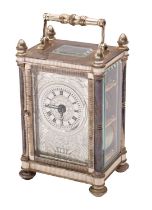 Mappin & Webb, London, a modern silver carriage clock the eight-day duration,