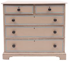 An Edwardian and later painted pine chest of drawers,