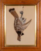 A pair of Victorian feather pictures of game birds, last quarter 19th century; a duck and partridge,