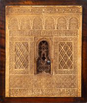 A Spanish stained plaster souvenir relief panel from the Alhambra Palace,