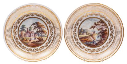 A pair of Derby porcelain plates,