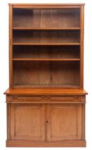 A Victorian oak bookcase cabinet,