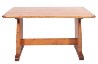 A pine refectory table in Gothic taste,