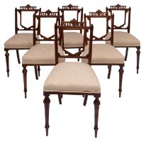 A set of six Victorian walnut side chairs in Aesthetic Movement style,