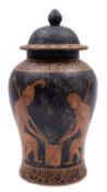 A pottery vase and cover in imitation of an Attic original,